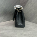 Chanel CF Jumbo black gold-tone clasp caviar leather chain bag, 24-series with authenticity card, structured silhouette, clean interior