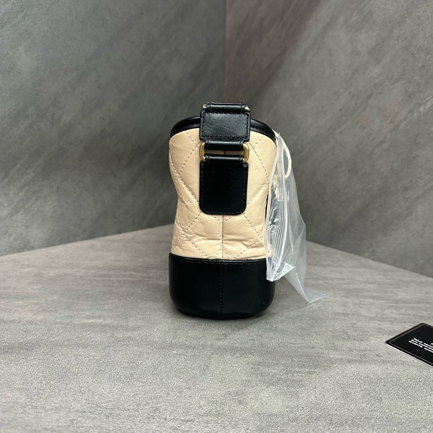 Chanel Small Gabrielle Bag, Beige and Black Colorblock, Classic Quilted Pattern, 27 Serial Number with Authenticity Card