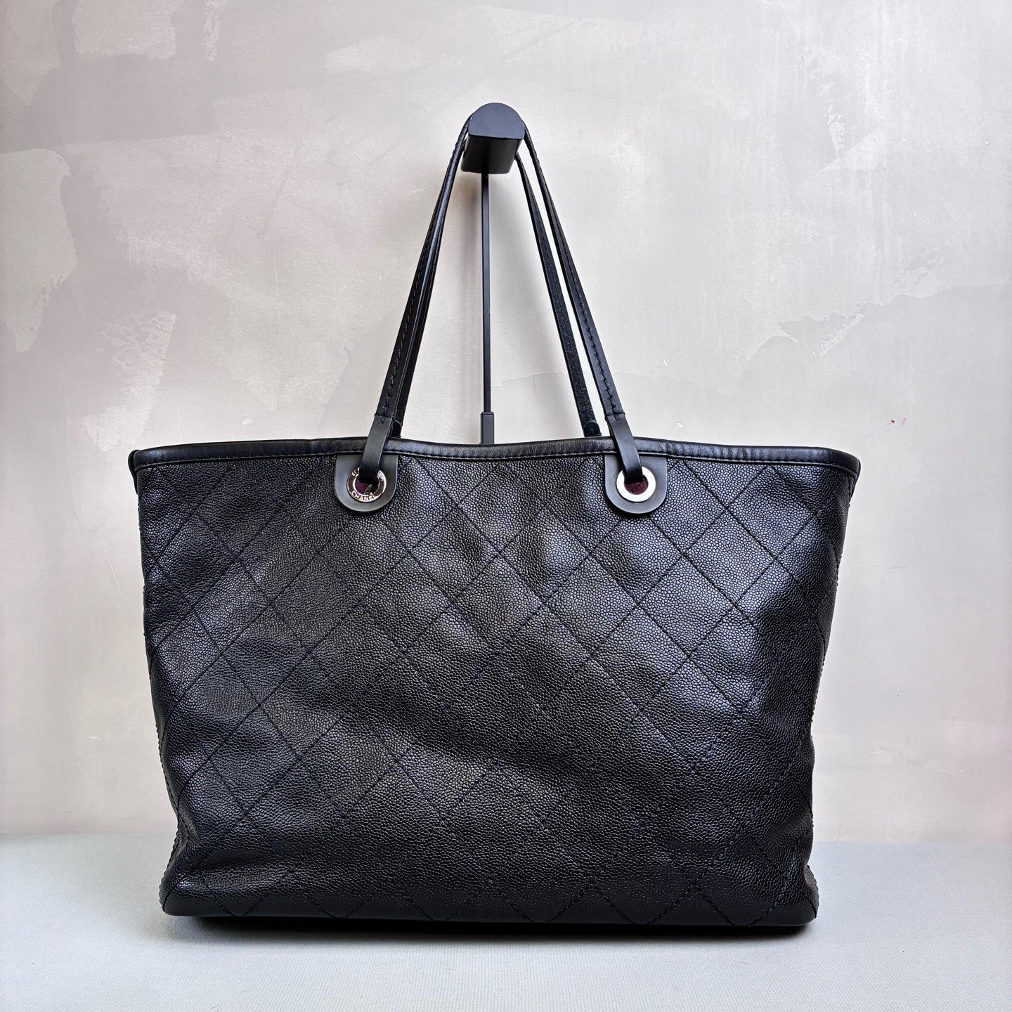 Chanel 19 Classic Lambskin Quilted Caviar Double C Bag Black and Silver Color No Dust Bag 99% New Size 40*29