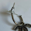 Chanel Double C Silver Logo Wheat Earrings