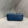 Chanel cf Square Fat Man Blue and Silver sheepskin chain bag, 25 open bag type, three-dimensional inside clean