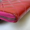 Chanel 98 New 20 Opening Grapefruit Red Patent Leather Long Wallet Size 19*10
