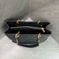 Chanel gst lychee cowhide black gold 16k card with strap