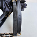 Chanel 9-inch Small Black and Gold PST Litchi Grain Cowhide Shoulder Bag Size 26*21 Condition 99% New