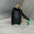Chanel Leboy medium-large size black gold lambskin chain bag, 19-series serial number, structured shape, clean interior