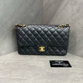 Chanel CF Medium Black and Gold Lambskin Chain Bag 28 with Card