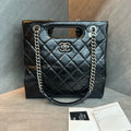 Chanel Mumbai collection Black and silver chain Tote bag, 23K with cassette ticket