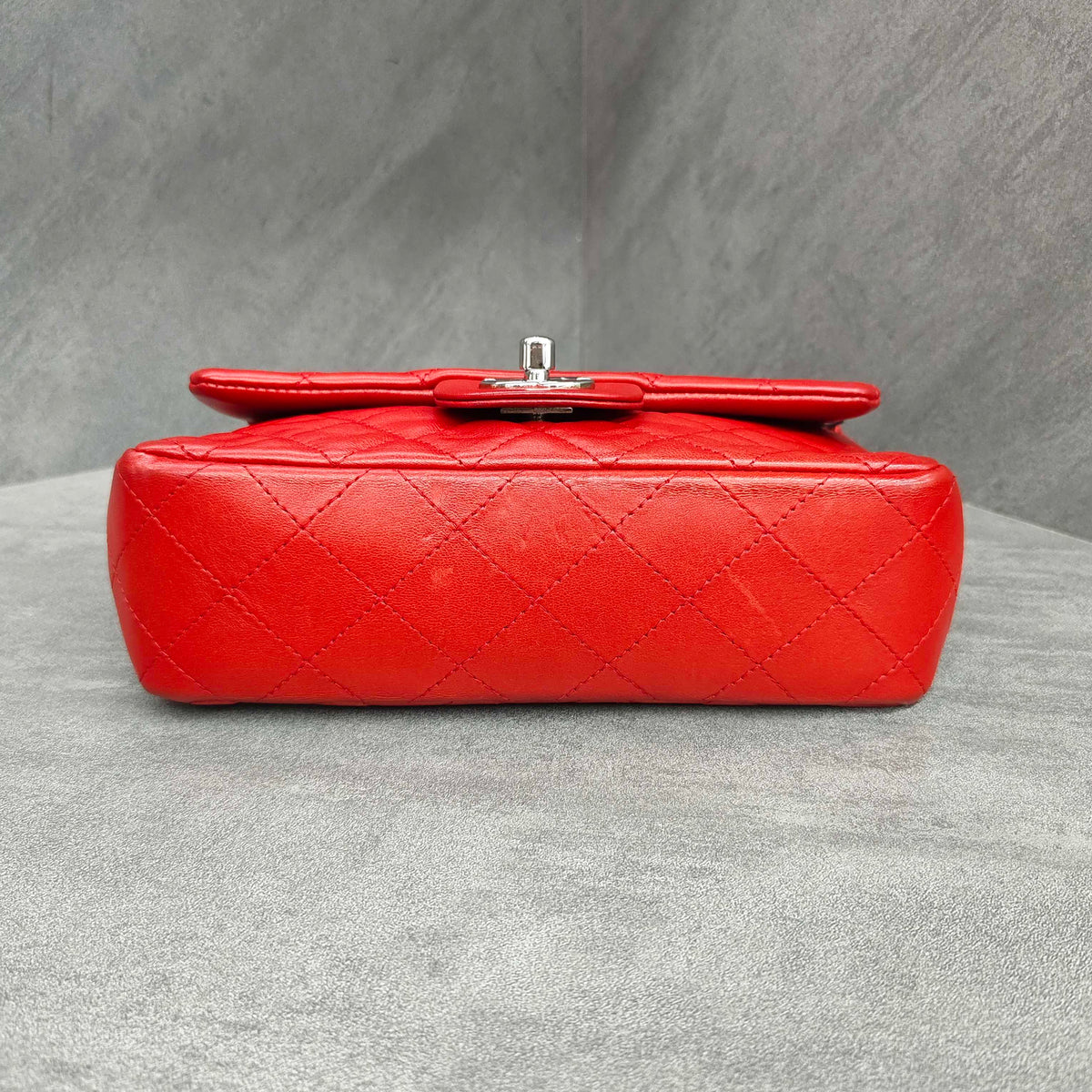 Chanel CF Mini Red and Silver Lambskin Chain Bag 15 Opening