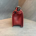 Chanel leboy medium size red lambskin, 18-card slot with card compartments, structured silhouette, clean interior