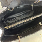 Chanel Black Silver Litchi Leather GST Chain Shoulder Bag Size 32.5*24  13-opening