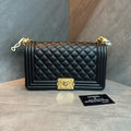 Chanel leboy medium-sized black gold lychee cowhide chain bag, 27 openings, card bag type, three-dimensional inside clean