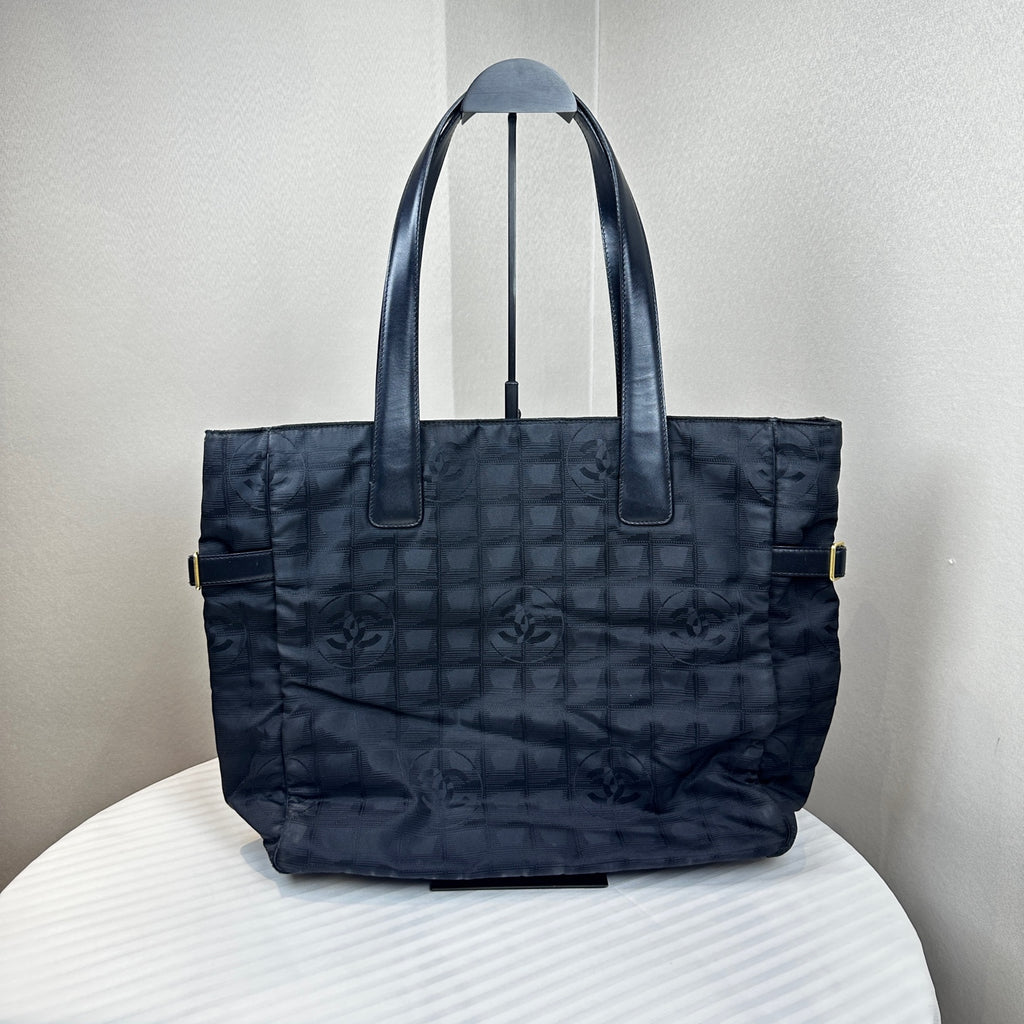 Chanel New Travel Line Ice Grid Black Nylon Shoulder Tote Bag