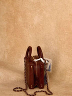 Calfskin Quilted Studded Square Vanity Case Burgundy