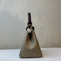 Fendi Peekabo Leather Bag, Light Grey with Dark Red, 98% New, Size 24*19, Shoulder Bag