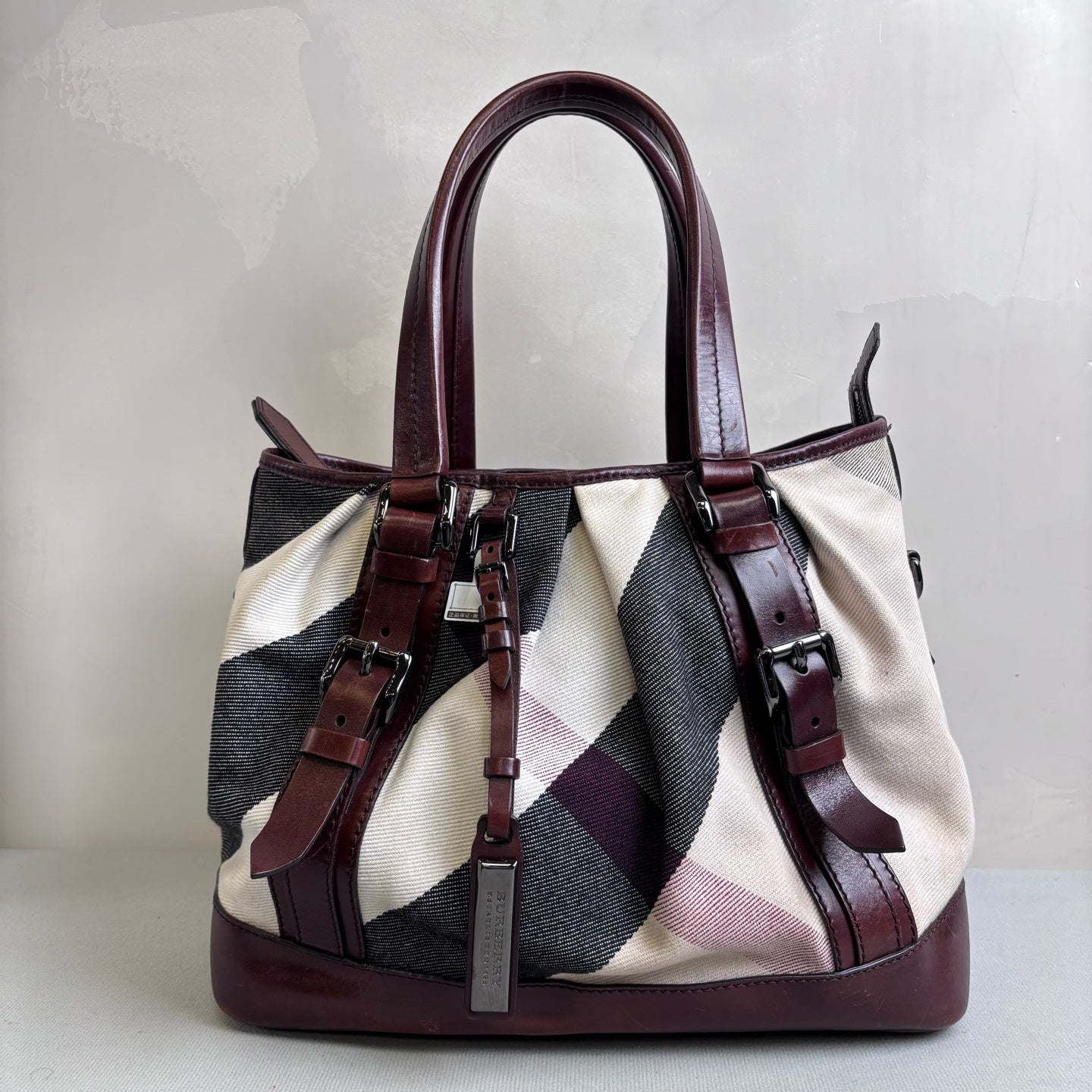 Burberry 98% New Honey Brown Tote Bag Canvas with Leather, Size 25*35