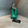 Chanel CF Square Flap Bag, green with silver-tone hardware, chain strap, 2022 production code, with authenticity card, structured shape, clean interior