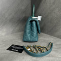 Chanel Coco Handle Small, Peacock Blue with Gold-tone Hardware, Grained Leather, 25-series with Authenticity Card