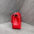 Chanel CF Squared Bag Red Silver Lambskin Chain Bag 18K with Cards Structured Shape Clean Interior #Chanel/Chanel