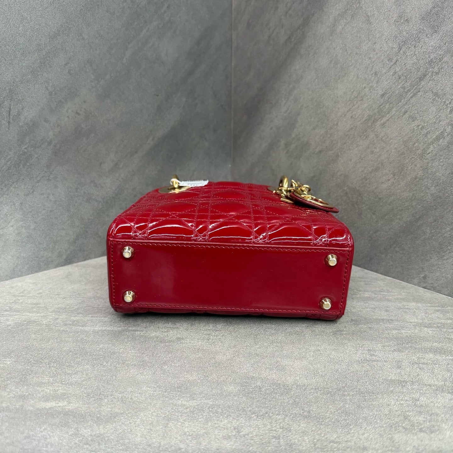 Dior Lady Dior Mini (three compartments) red patent leather, 2017 release, structured silhouette, clean interior, in stock at a favorable price
