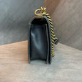 Chanel leboy medium-large size black and gold sheepskin chain bag, 19 series