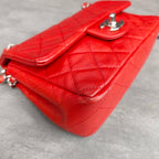Chanel CF Mini Red and Silver Lambskin Chain Bag 15 Opening