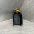 Chanel leboy medium size black gold lambskin chain bag, 19-series with card
