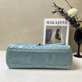 Chanel Blue Lambskin Jumbo CF Shoulder Bag 20, in 98% New Condition, Size 30.5*20.