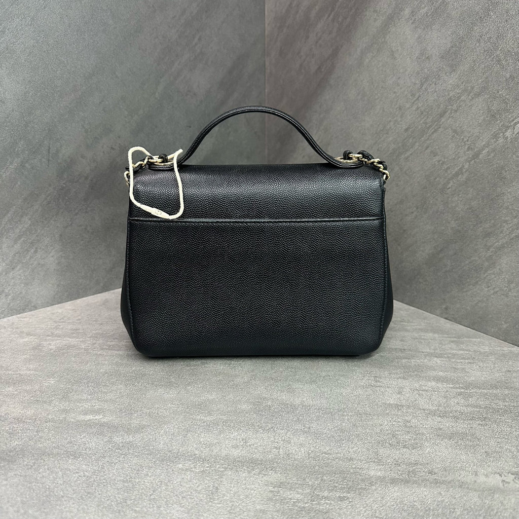 CHANEL Messenger Bag Small Size Black Quilted Calfskin with Gold Hardware 24K