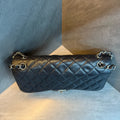 Chanel Jumbo Large Black Silver Lambskin Bag, Structured, Clean Interior, 15 Openings, Original Condition