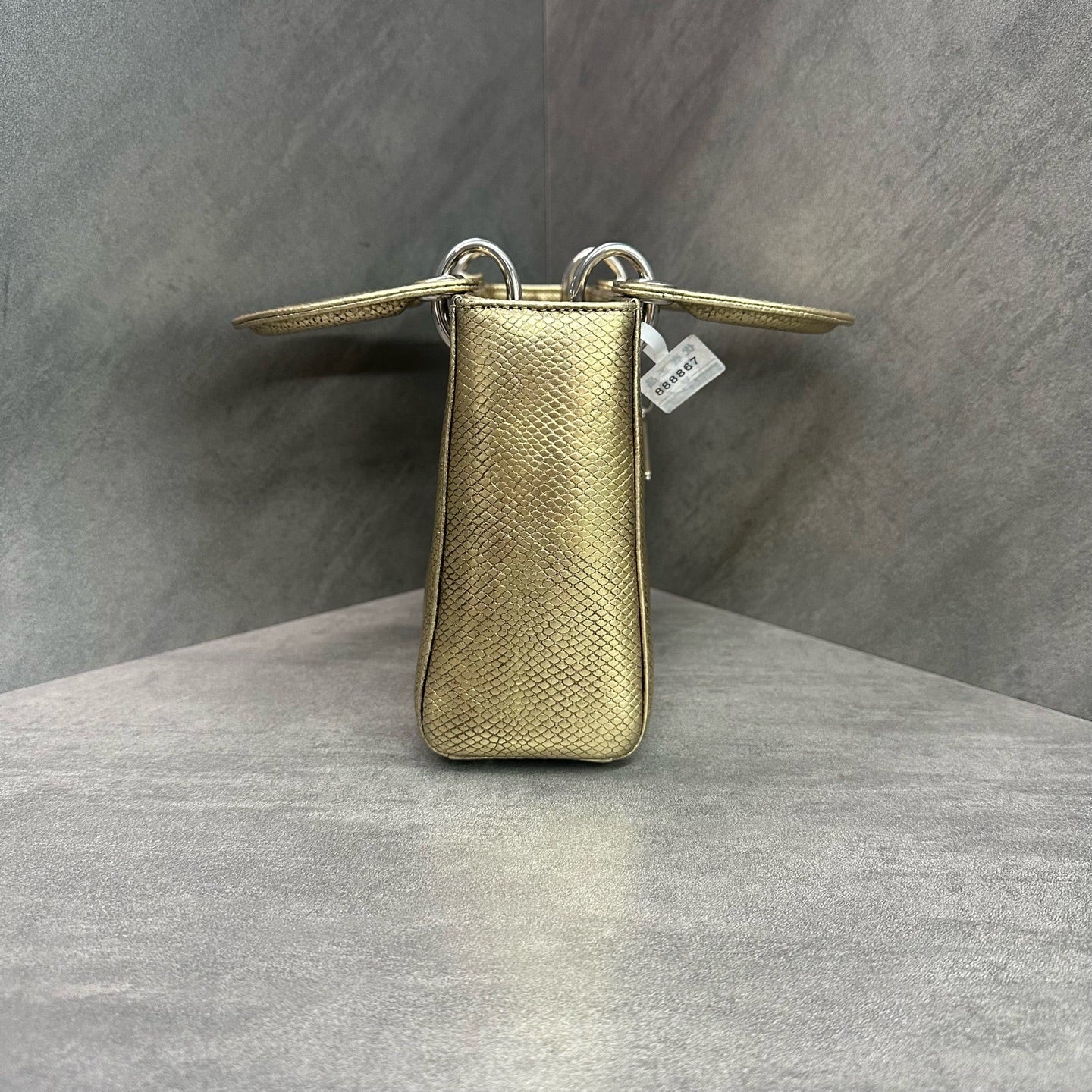 Dior Lizard Skin Three-Compartment Lady Dior Bag in Gold Lizard Leather, 2014 Serial Code