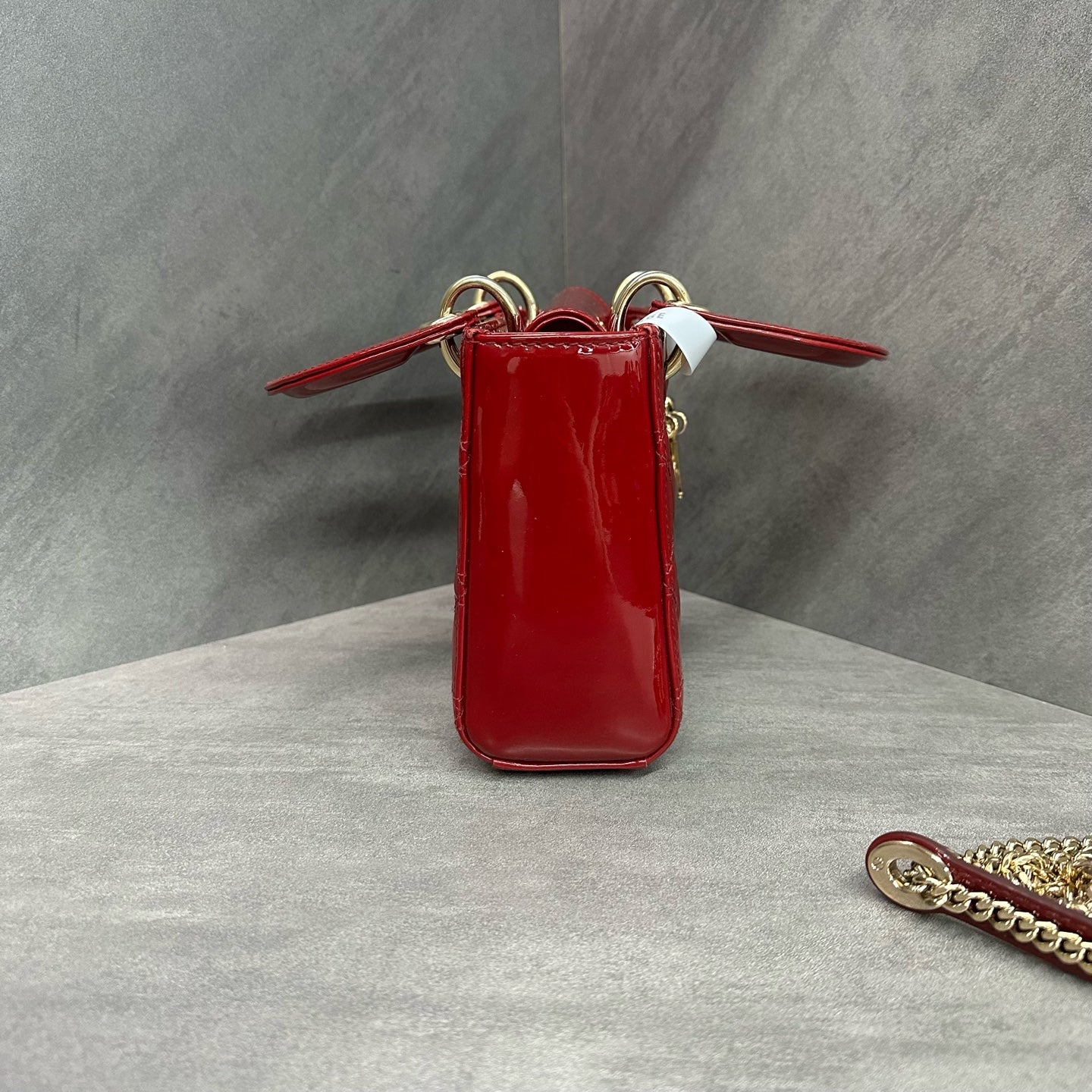Dior Lady Dior Small 3-grid Red Gold Patent Leather Lady Dior Bag, 2020 serial code