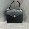 Chanel Black Gold Caviar Leather Vintage Kelly Bag, 5-series code, pristine original condition, flawless silhouette