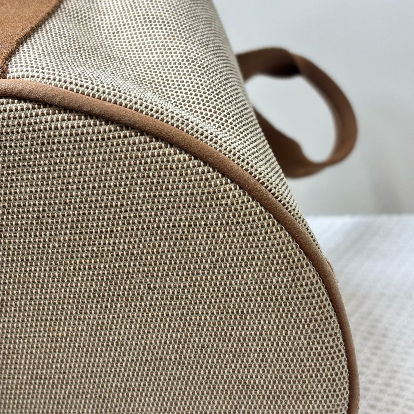 Hermes Canvas Vegetable Basket Water Bucket Bag in Rice Zong Color, 99% New, Size 22.5*27.