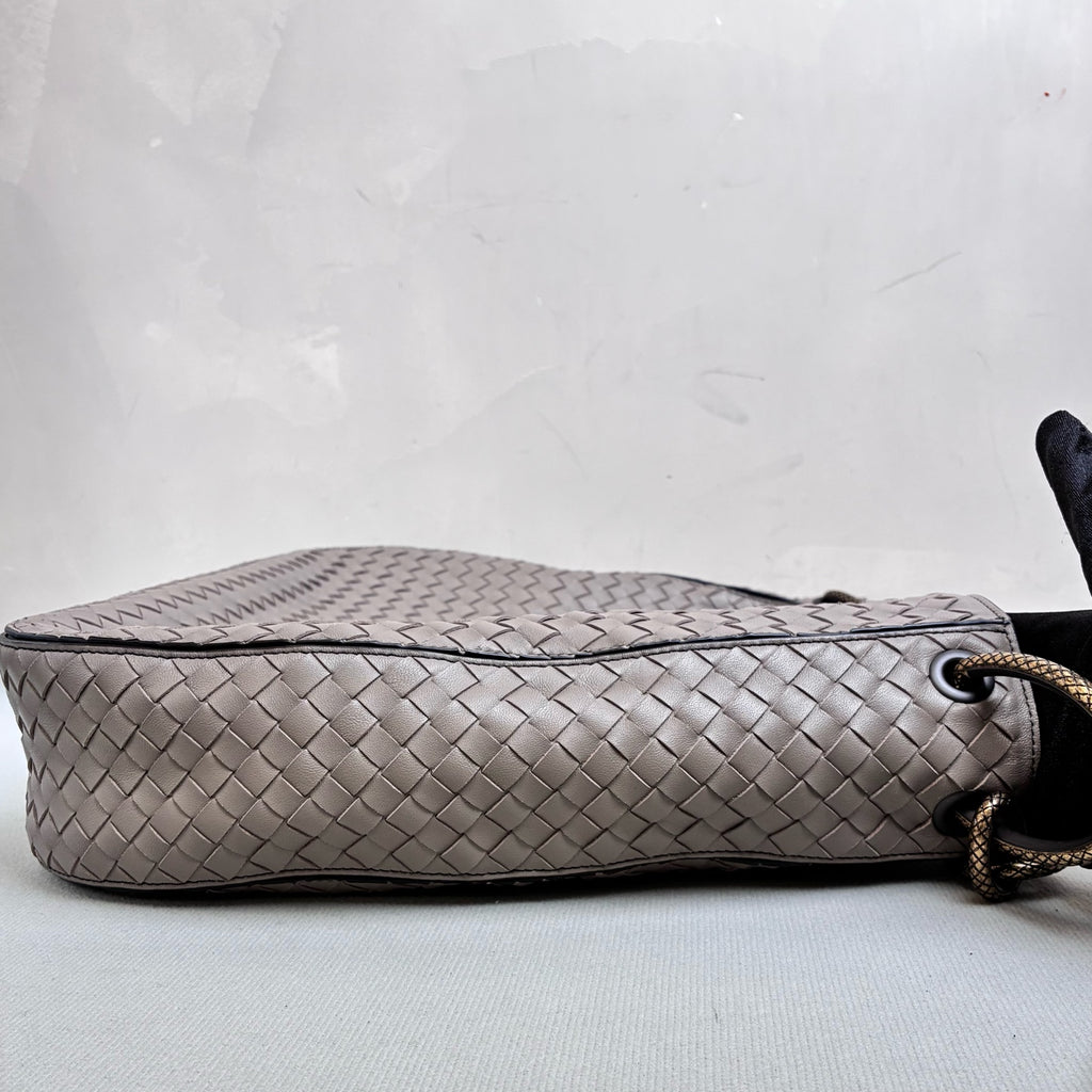 BV/Bottega Veneta Loop Woven Underarm Bag Handbag Elephant Gray 99% New Size 39*34