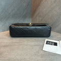 Chanel CF medium size black gold lychee leather chain bag, 25 pieces with card and ticket