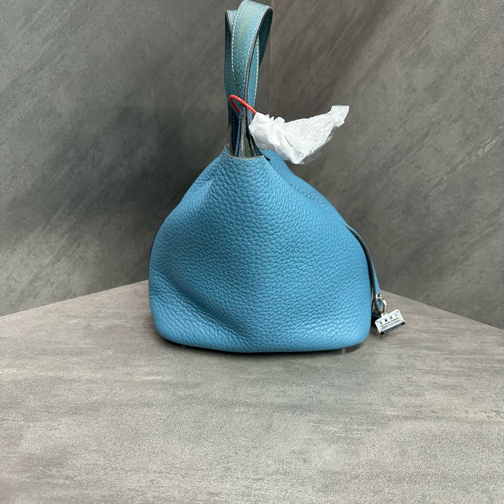 Hermes blue and silver clasp Picotin18 T engraved