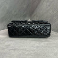 Chanel cf jumbo Black and silver patent leather chain bag, 16 kai, no card