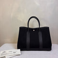 99% new Hermes Garden Party 30, black and silver Garden bag, canvas with leather, K刻.