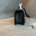 Chanel leboy medium-sized black and silver lychee cowhide chain bag, 23K with a card