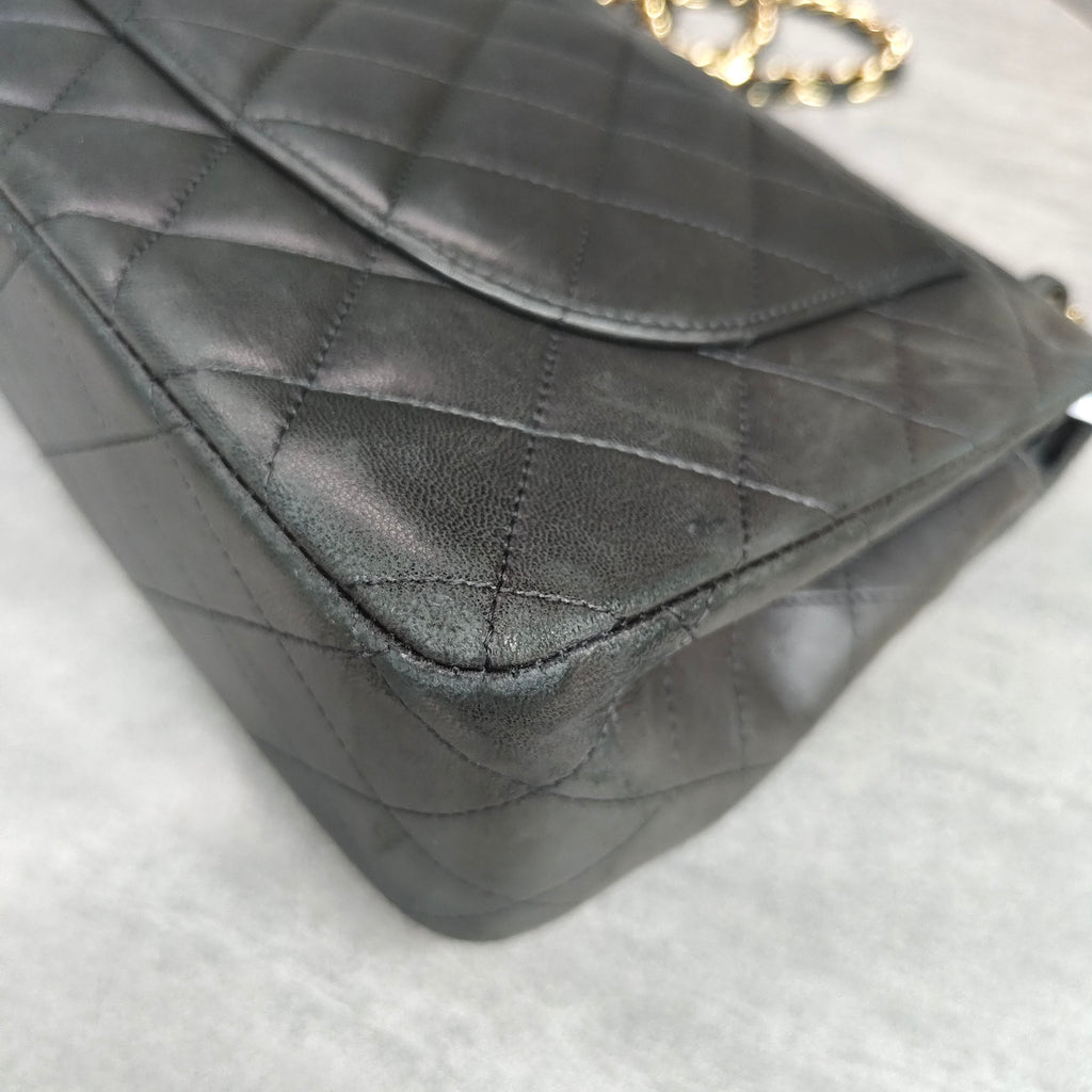 Chanel CF Jumbo Black Gold Lambskin Chain Bag 15 Opening