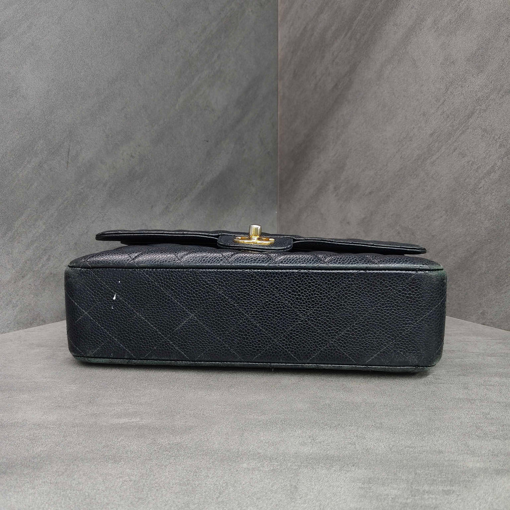 Chanel/Chanel Medium Black Gold Framboise Pebbled Leather 18K No Card Included