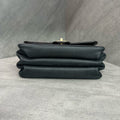 CHANEL Metropolitan Black Gold Accordion Bag Wool Handheld Chain 26 Opening