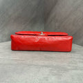 Chanel CF Medium Red Silver Lambskin Chain Bag, 15 Opening, Interior Clean.