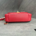 Chanel 19bag Red Gold-tone Calfskin Messenger Bag, structured silhouette, clean interior, 28 serial with authenticity card, in stock.