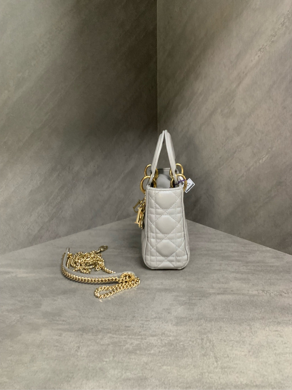 Dior Lady Dior Mini, Elephant Grey, 2022 serial number, good condition, in stock