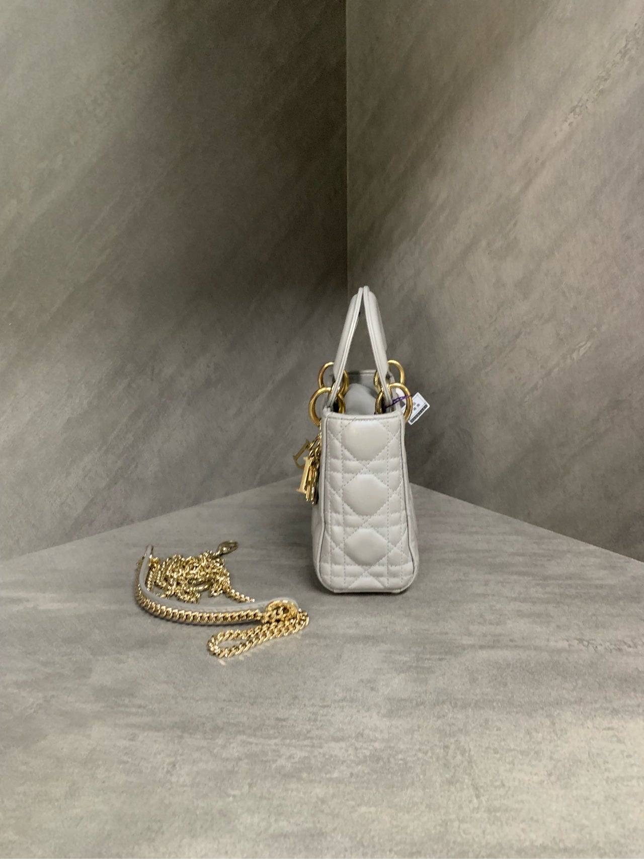 Dior Lady Dior Mini, Elephant Grey, 2022 serial number, good condition, in stock