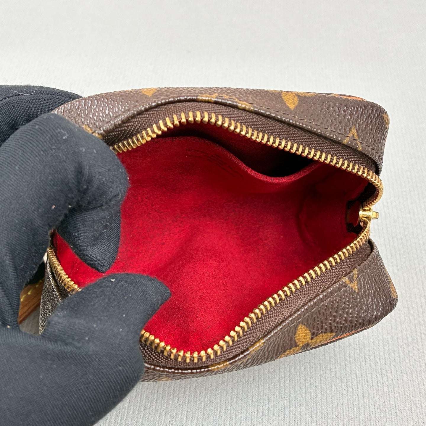 Louis Vuitton/LV Brown Monogram Tofu Block Clutch Bag Coated Canvas 99% New Size 11*8cm