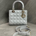 Dior Lady Dior Five-grid Lambskin Pearlescent Gray Gold Clasp 2018 Serial Code