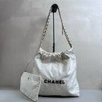 98% New CHANEL 22 Bag Drawstring Closure Ultra Large Capacity Chain with Coin Size: 30 x 30