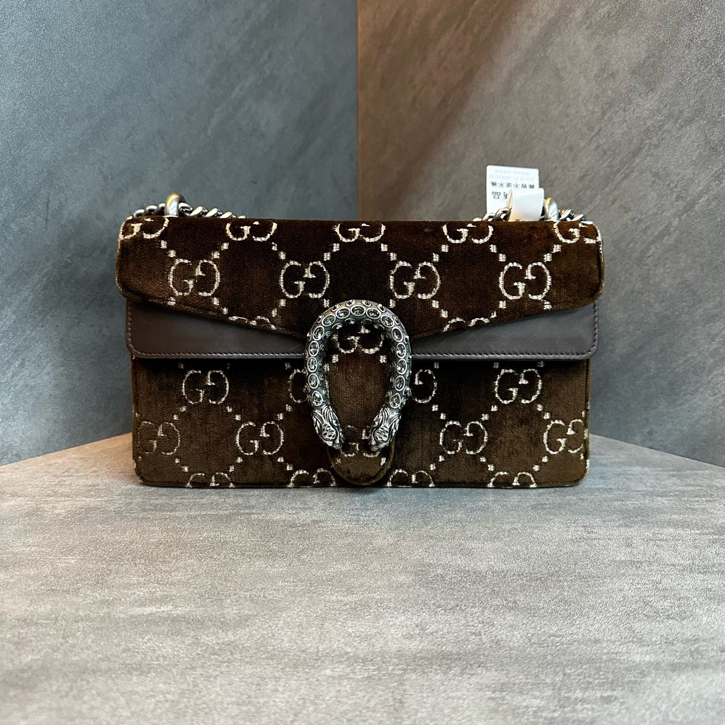 Gucci Medium Dionysus Dark Brown Velvet Black Label 023 Original Condition